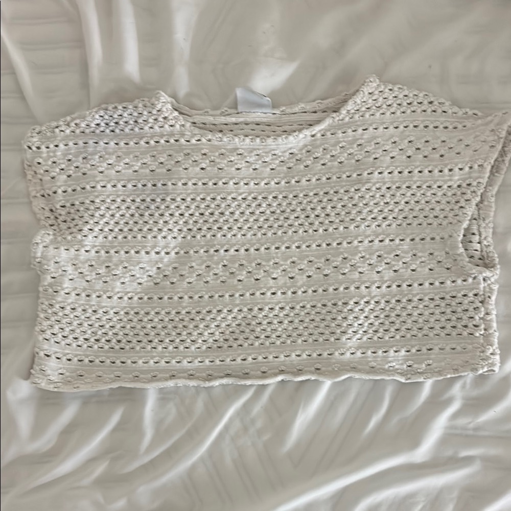 Zara Cream Crochet Crop Top